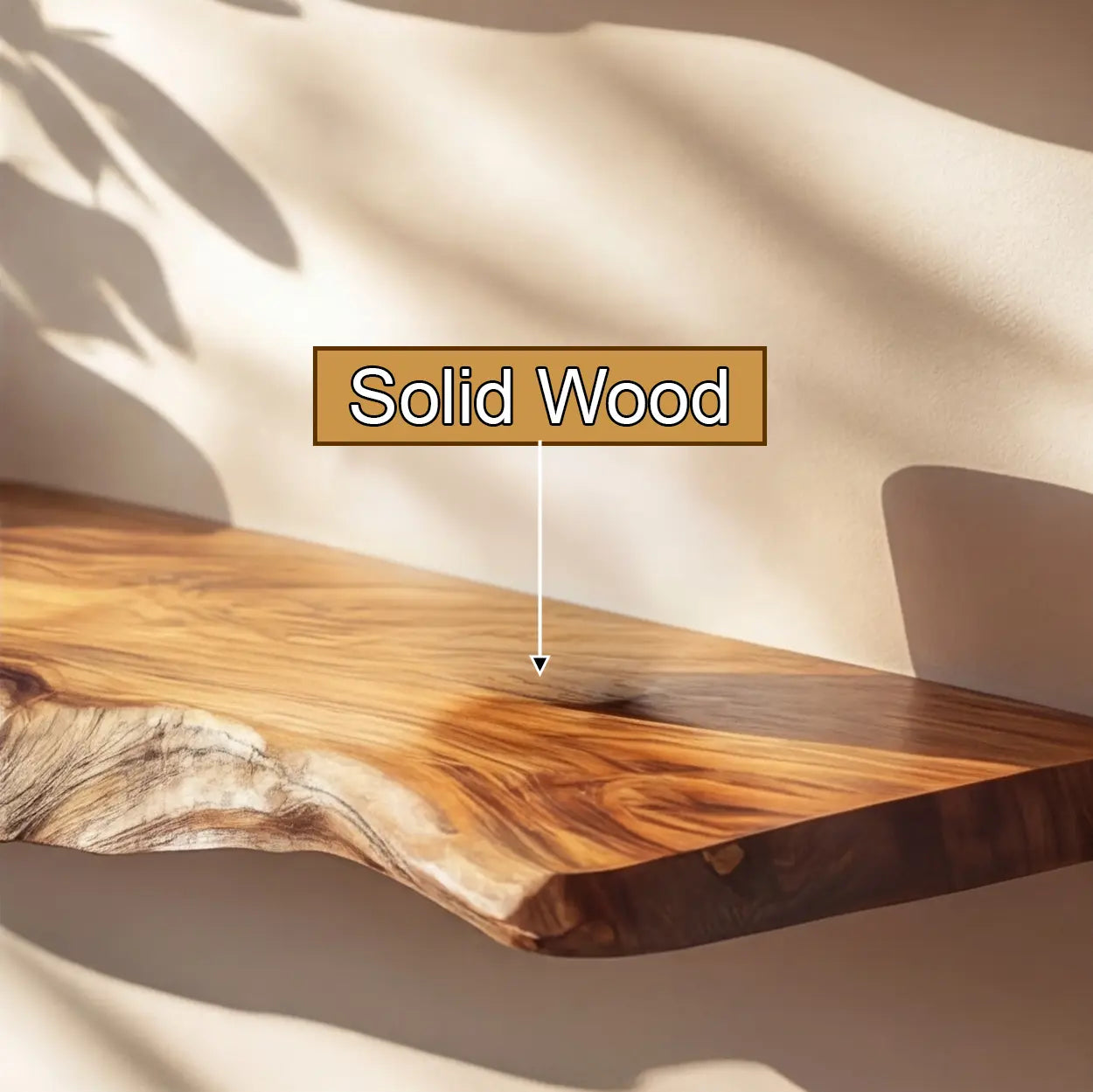Caelric Live Edge Solid Wood Floating Shelf SPA395392 Kitchnce