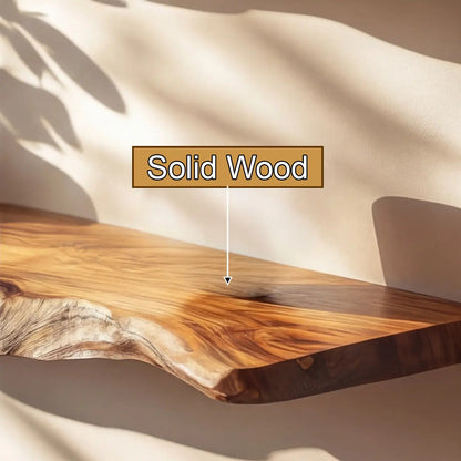 Caelric Live Edge Solid Wood Floating Shelf SPA395392 Kitchnce