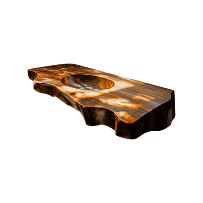 Caldera Live Edge Solid Wood Floating Bathroom Vanity with Integrated Sink Kitchnce