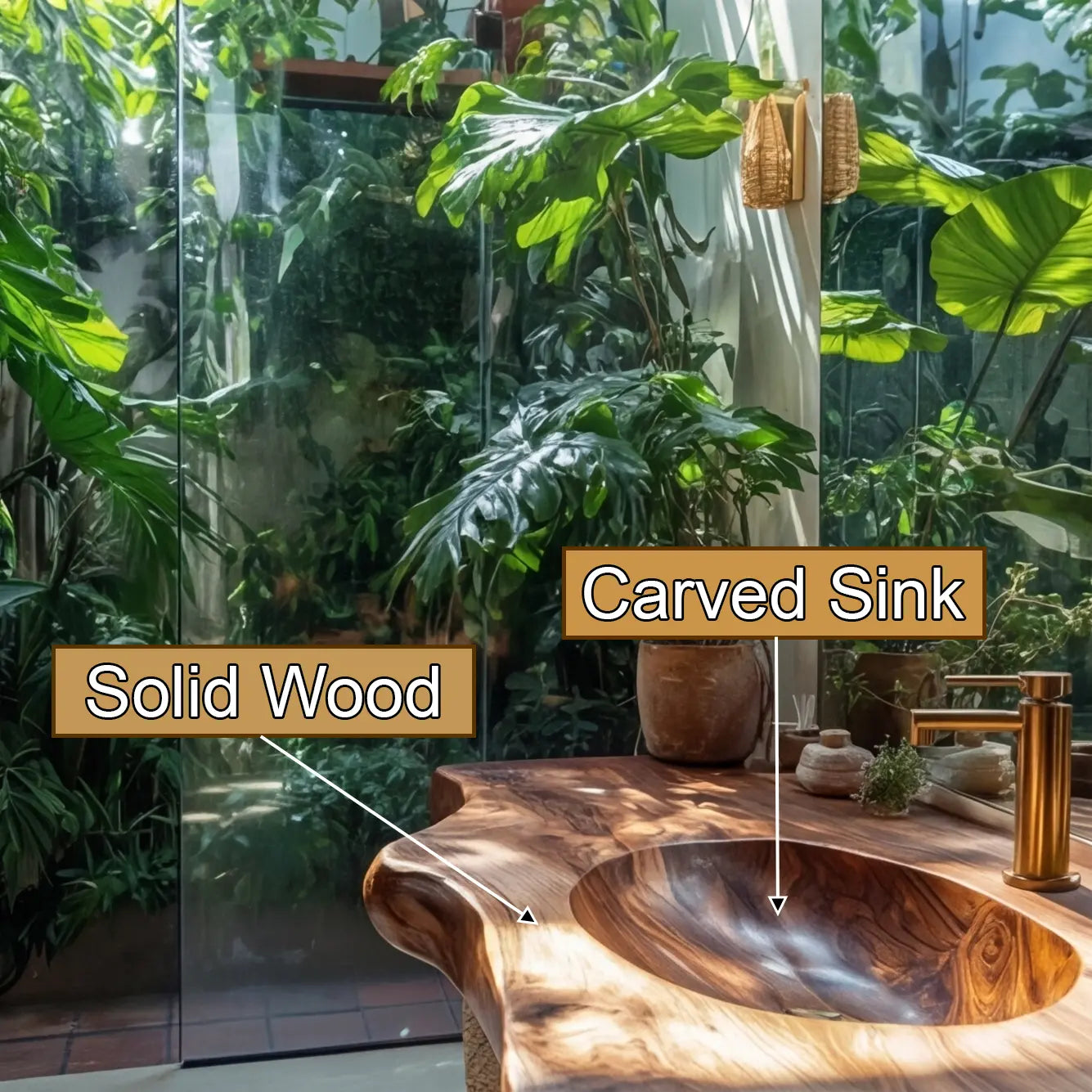 Caldera Live Edge Solid Wood Floating Bathroom Vanity with Integrated Sink Kitchnce