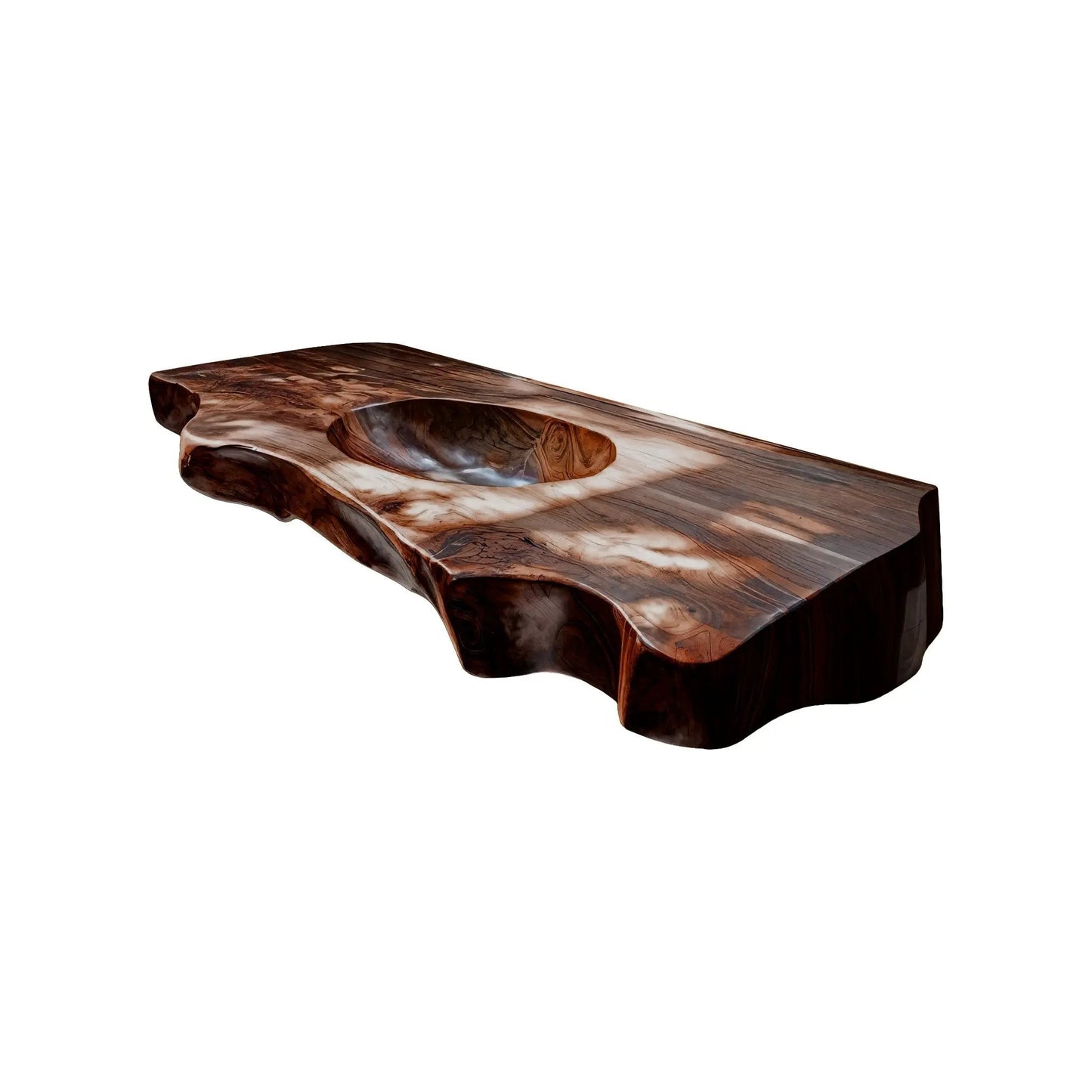 Caldera Live Edge Solid Wood Floating Bathroom Vanity with Integrated Sink Kitchnce