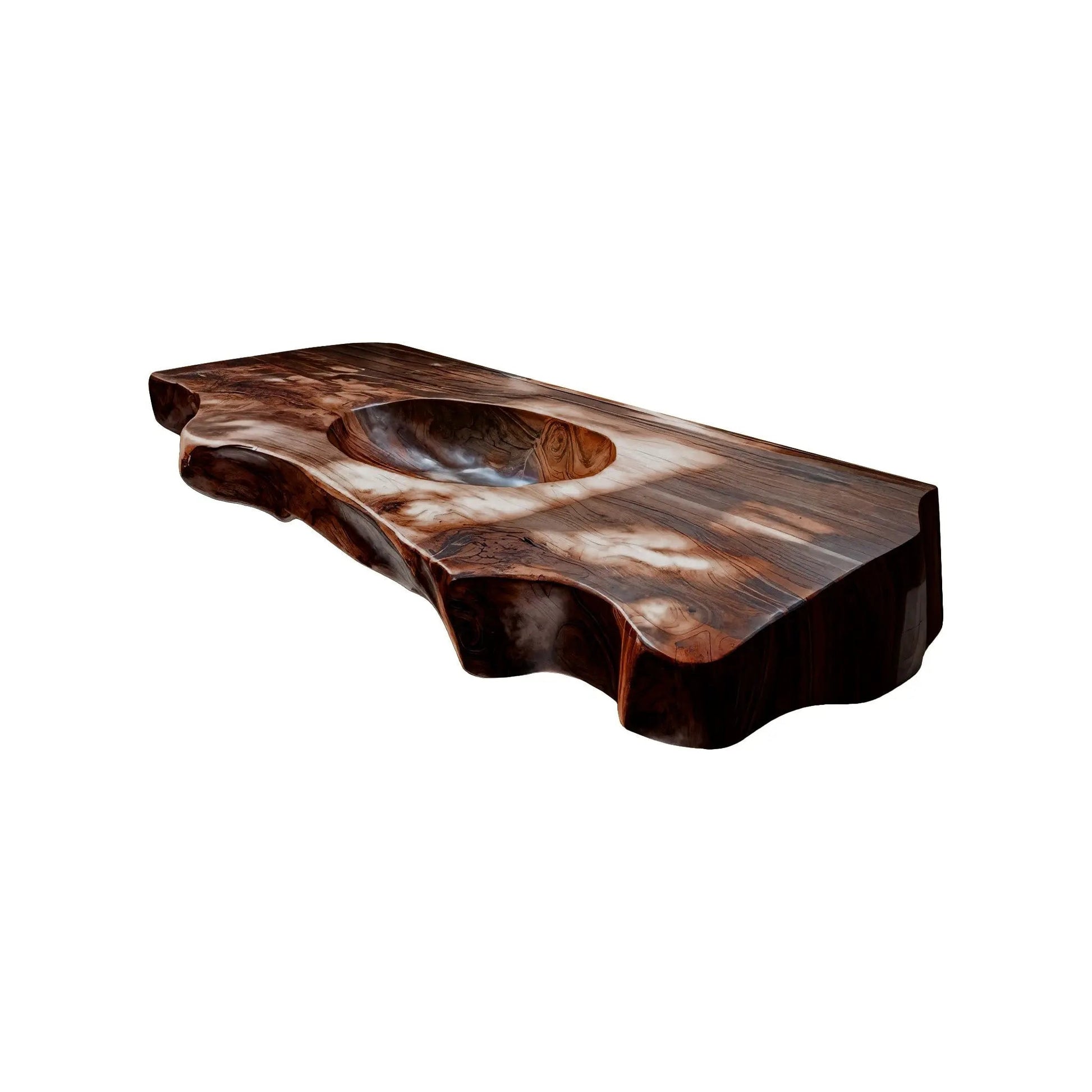 Caldera Live Edge Solid Wood Floating Bathroom Vanity with Integrated Sink Kitchnce