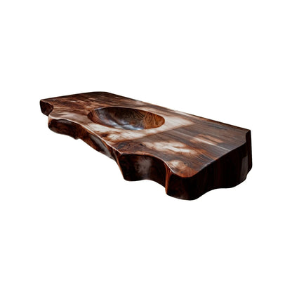 Caldera Live Edge Solid Wood Floating Bathroom Vanity with Integrated Sink Kitchnce
