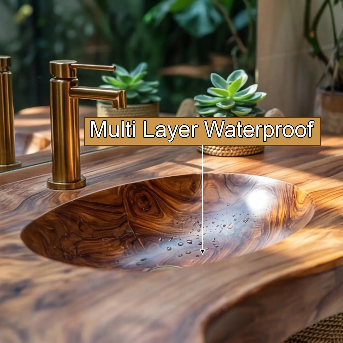 Caldera Live Edge Solid Wood Floating Bathroom Vanity with Integrated Sink Kitchnce