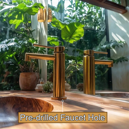 Caldera Live Edge Solid Wood Floating Bathroom Vanity with Integrated Sink Kitchnce