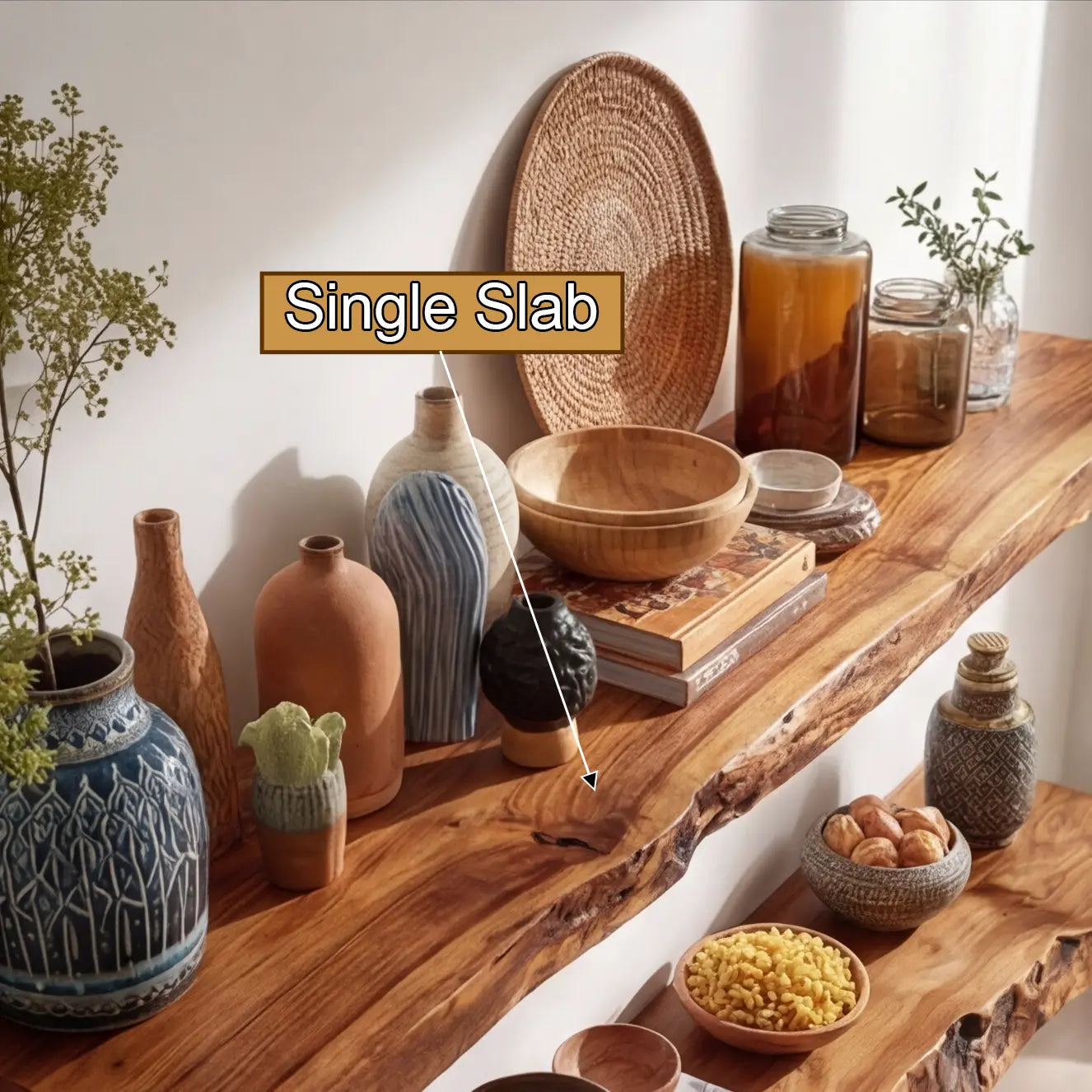 Caldris Live Edge Solid Wood Floating Shelf SPA285438 Kitchnce