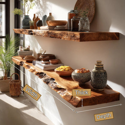 Caldris Live Edge Solid Wood Floating Shelf SPA285438 Kitchnce