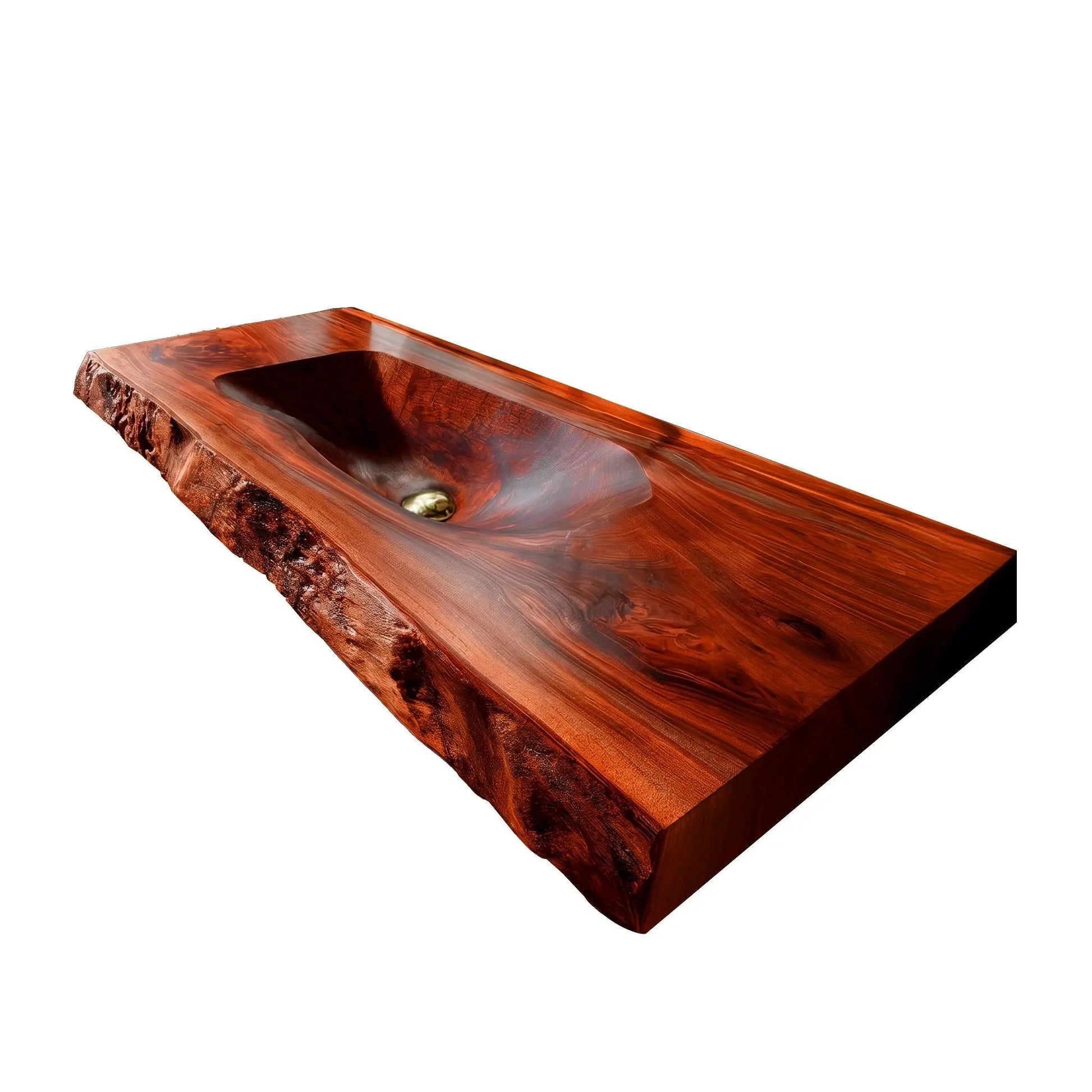 Calvero Sculpted Live Edge Solid Wood Floating Bathroom Vanity with Integrated Sink Kitchnce