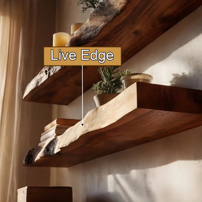 Calviro Live Edge Solid Wood Floating Shelf SPA935392 Kitchnce