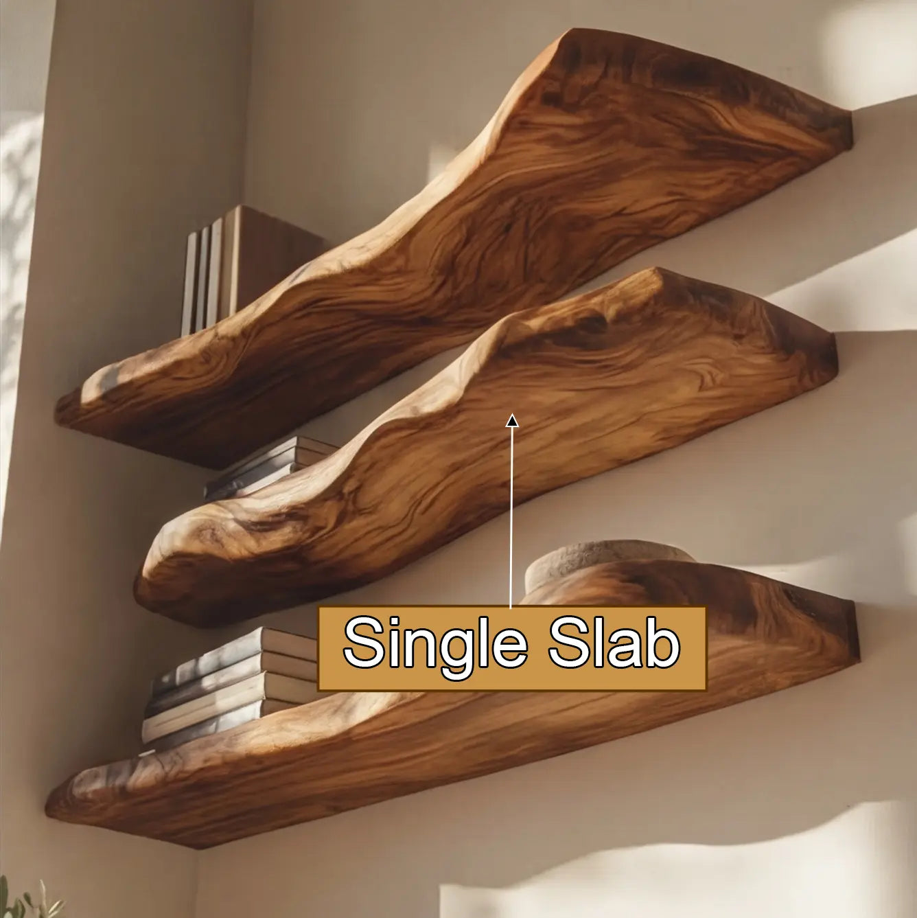 Calvora Live Edge Solid Wood Floating Shelf SPA294832 Kitchnce