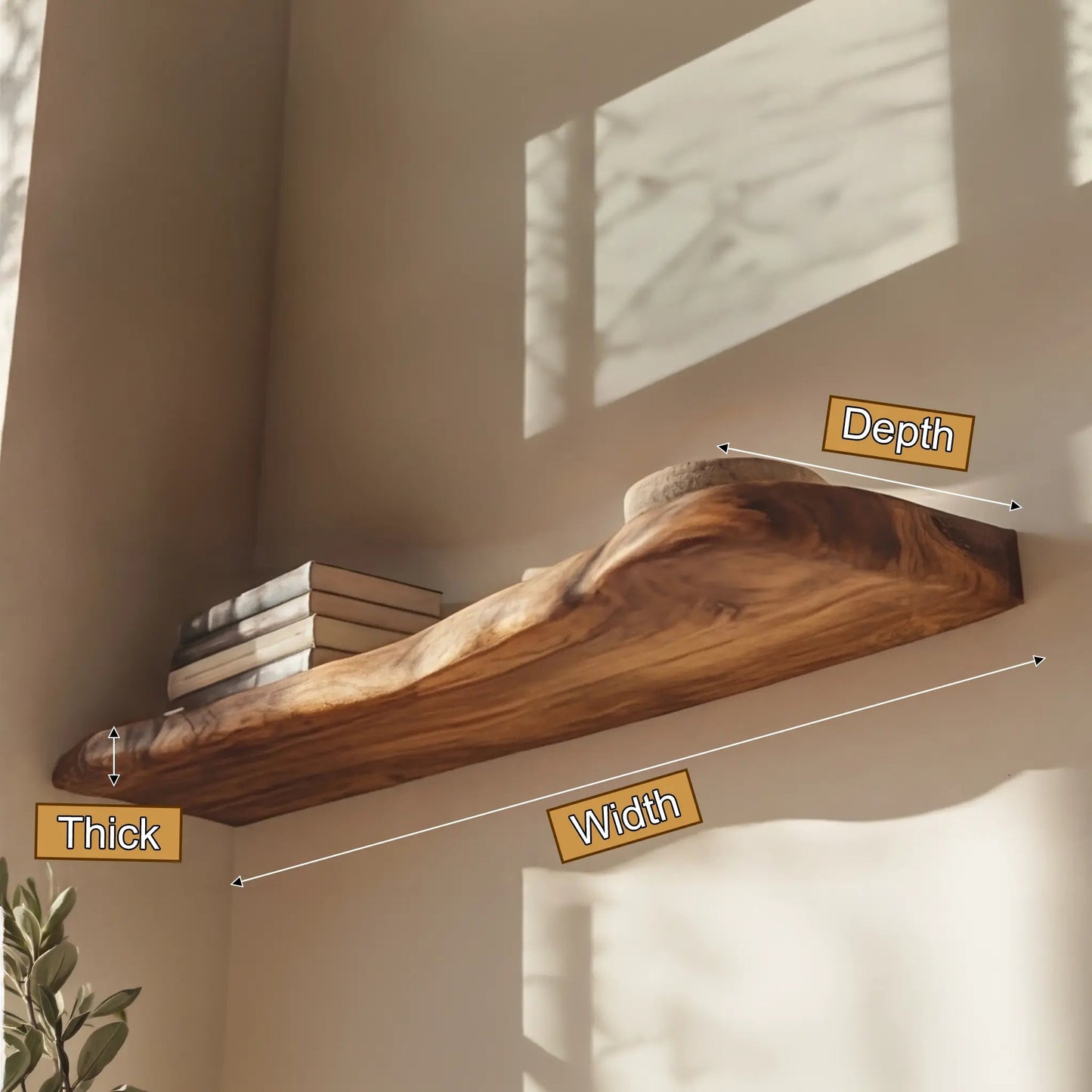 Calvora Live Edge Solid Wood Floating Shelf SPA294832 Kitchnce