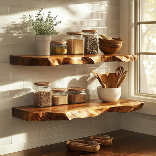 Carvello Live Edge Solid Wood Floating Shelf SPA953952 Kitchnce