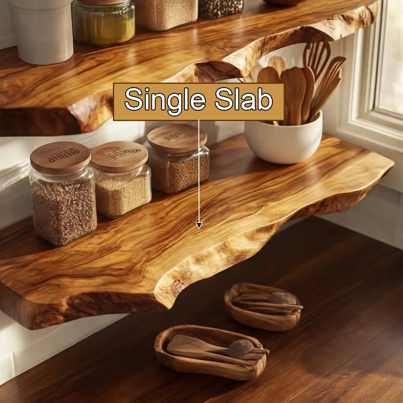 Carvello Live Edge Solid Wood Floating Shelf SPA953952 Kitchnce