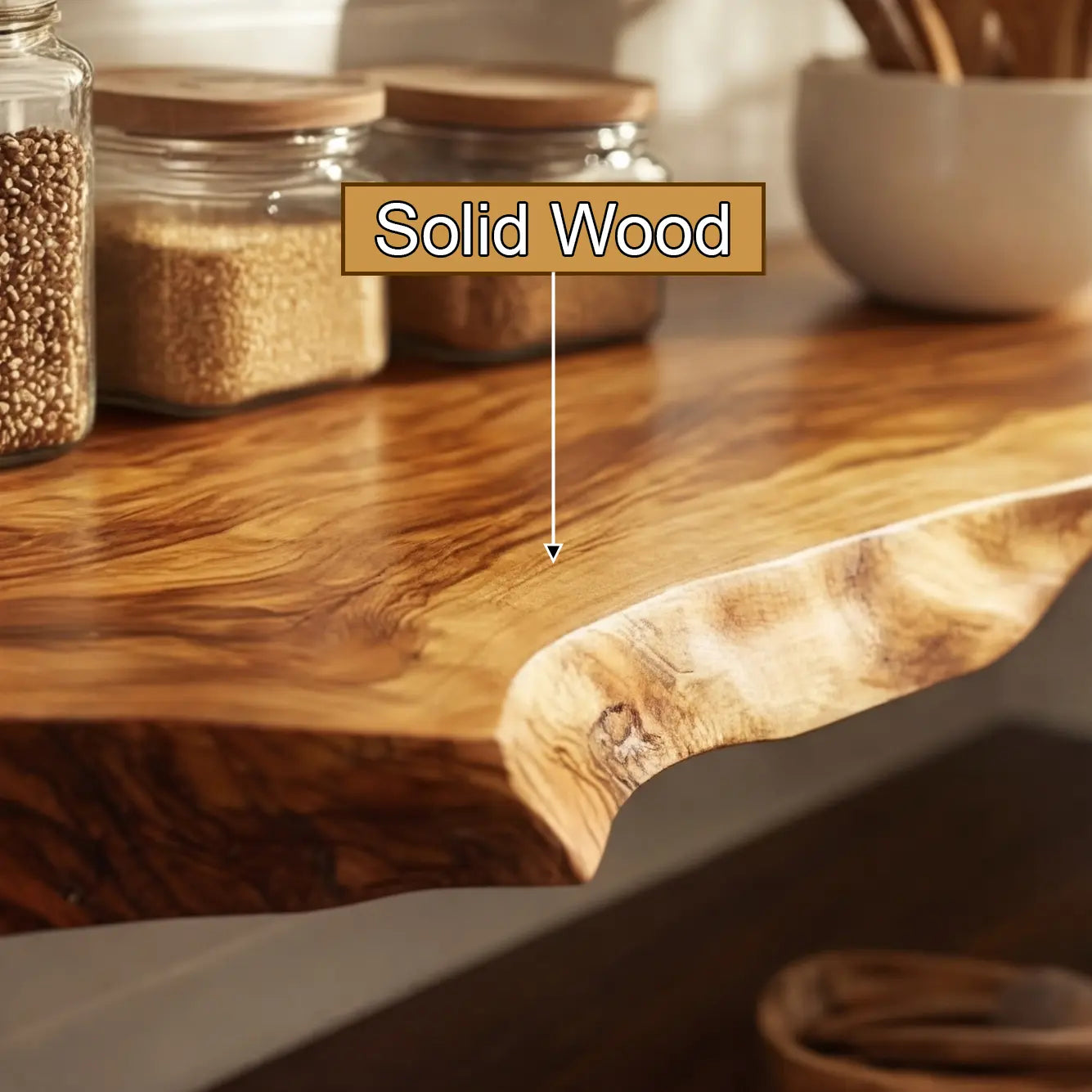Carvello Live Edge Solid Wood Floating Shelf SPA953952 Kitchnce