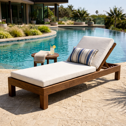 Handcrafted Solid Wood Outdoor Chaise Lounge - Adjustable Reclining Sun Lounger Frame
