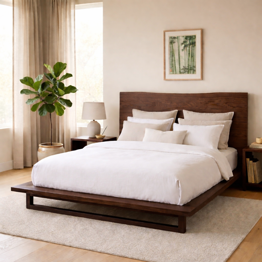 Solid Wood Platform Bed Frame with Low Profile & Minimalist Design