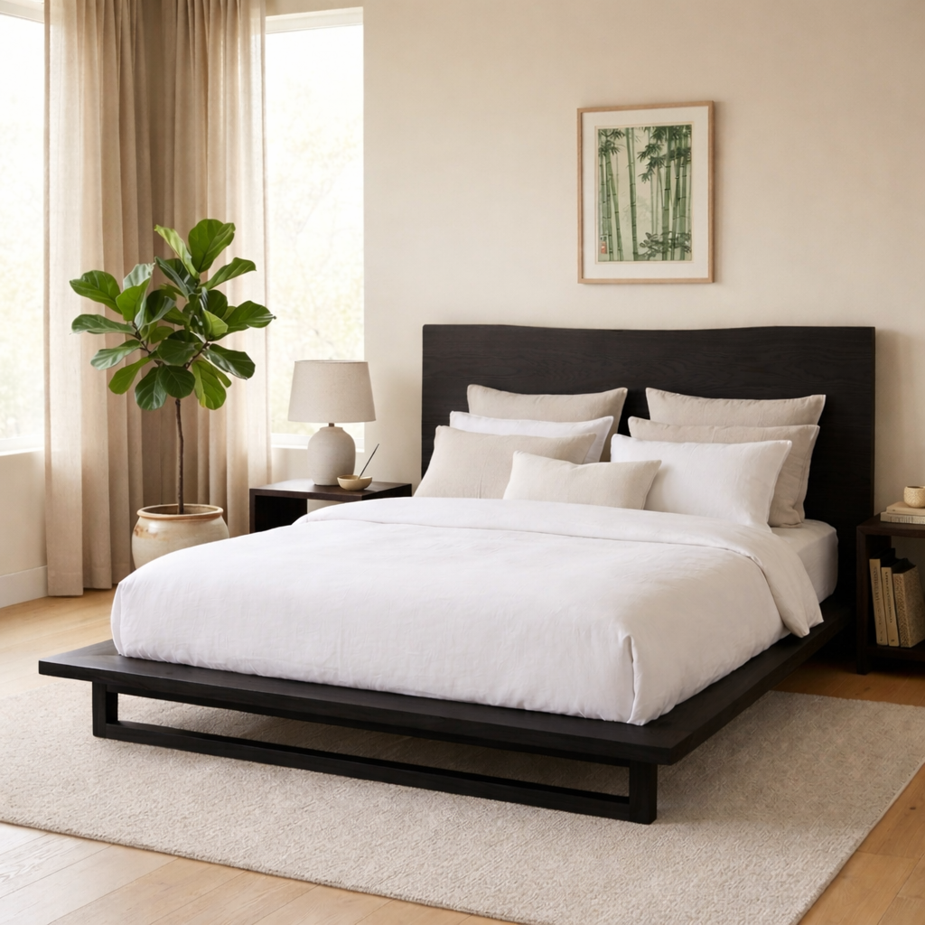 Solid Wood Platform Bed Frame with Low Profile & Minimalist Design