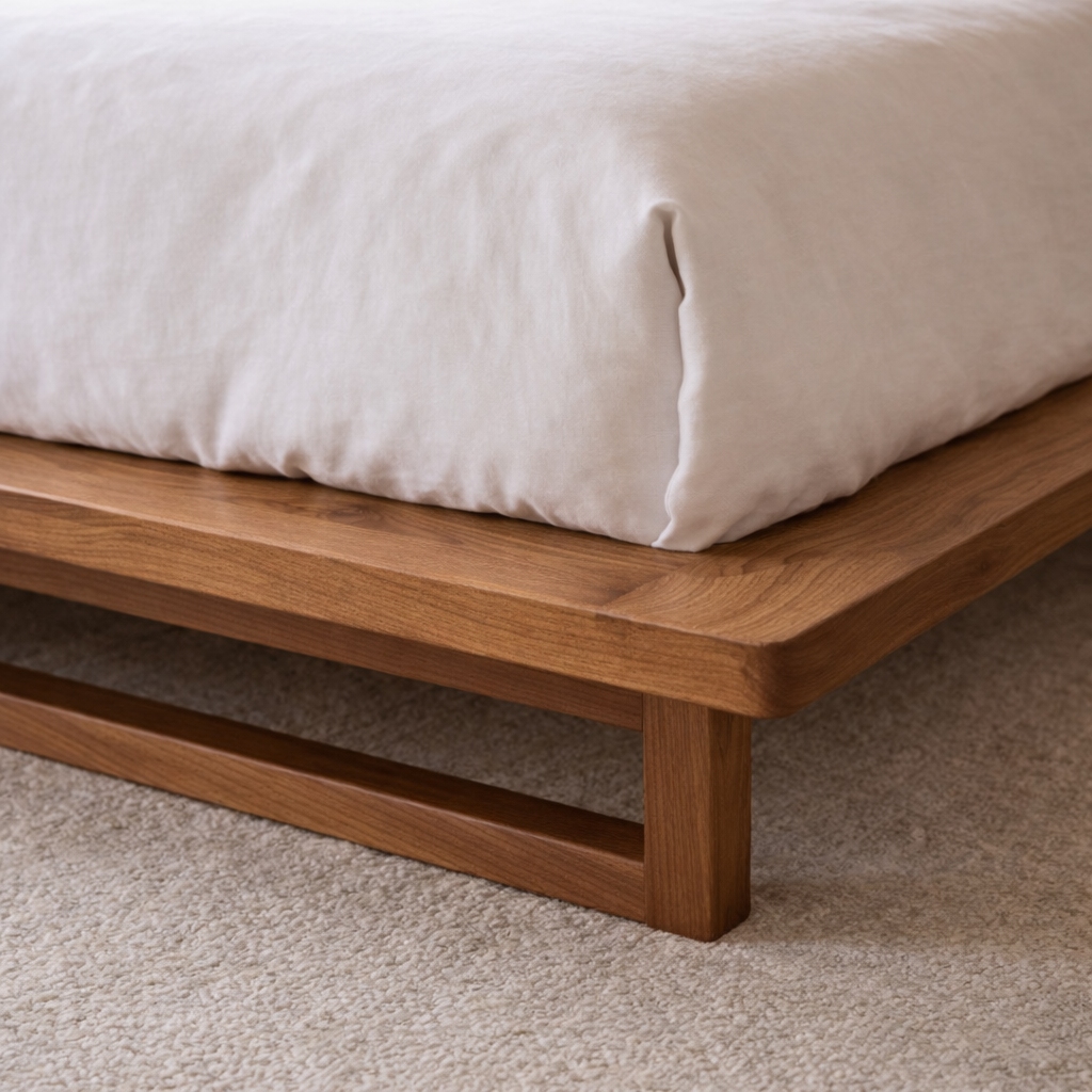 Solid Wood Platform Bed Frame with Low Profile & Minimalist Design