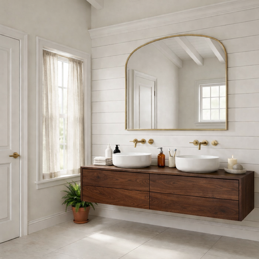Floating Bathroom Vanity with Double Drawers – Handcrafted Solid Wood Design Kitchnce