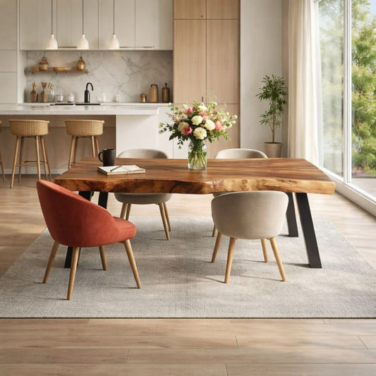 Live Edge Solid Wood Dining Table for Modern Interiors