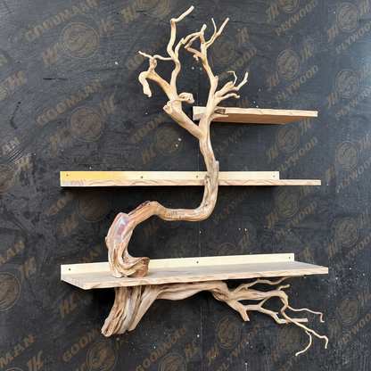 Sculptural Solid Wood Tree Branch Wall Shelf