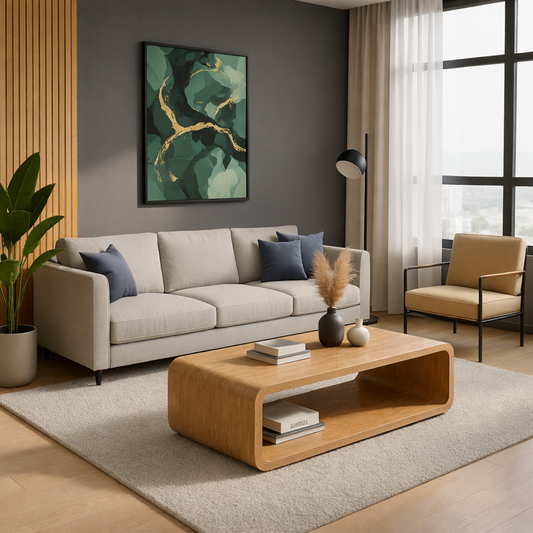 Solid Wood Coffee Table with Open Shelf – Modern Low Coffee Table for Living Room Kitchnce