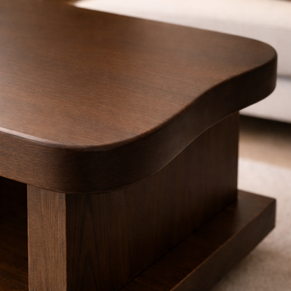 Solid Wood Coffee Table with Open Shelf – Modern Living Room Center Table