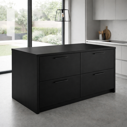 Solid Wood Kitchen Island with 4 Drawers – Modern Storage Prep Table Kitchnce
