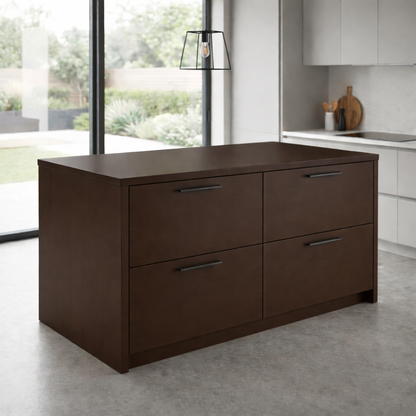 Solid Wood Kitchen Island with 4 Drawers – Modern Storage Prep Table Kitchnce