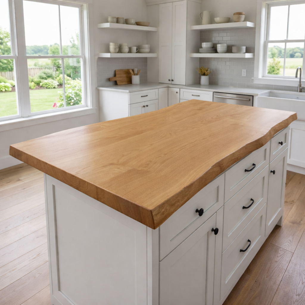 Solid Wood Kitchen Countertop – Live Edge Island Top for Modern Farmhouse Kitchens Kitchnce