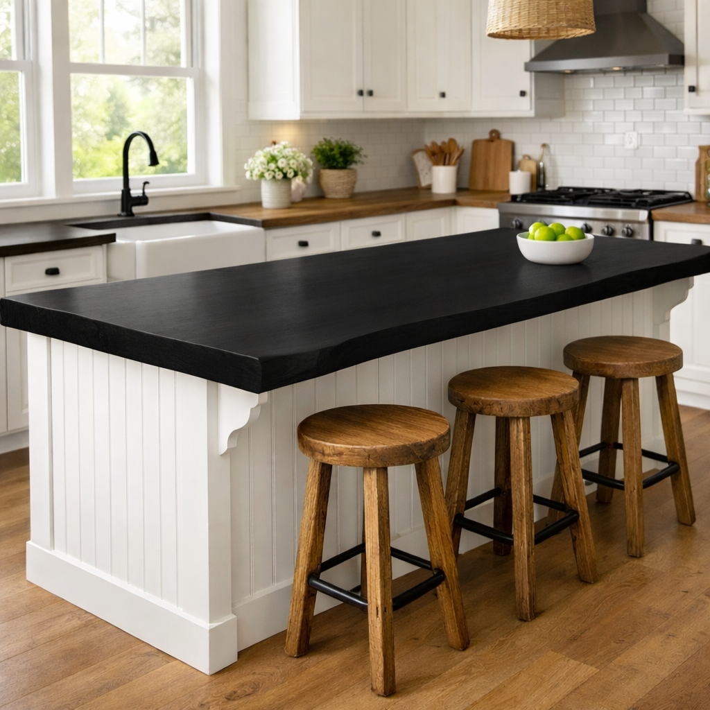 Solid Wood Kitchen Countertop – Thick Island Bar Top for Farmhouse Kitchen