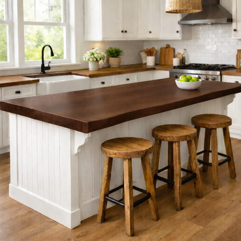 Solid Wood Kitchen Countertop – Thick Island Bar Top for Farmhouse Kitchen