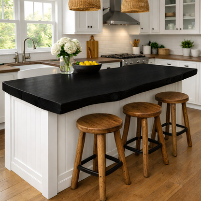 Solid Wood Kitchen Countertop – Live Edge Island Top with Bar Seating Kitchnce
