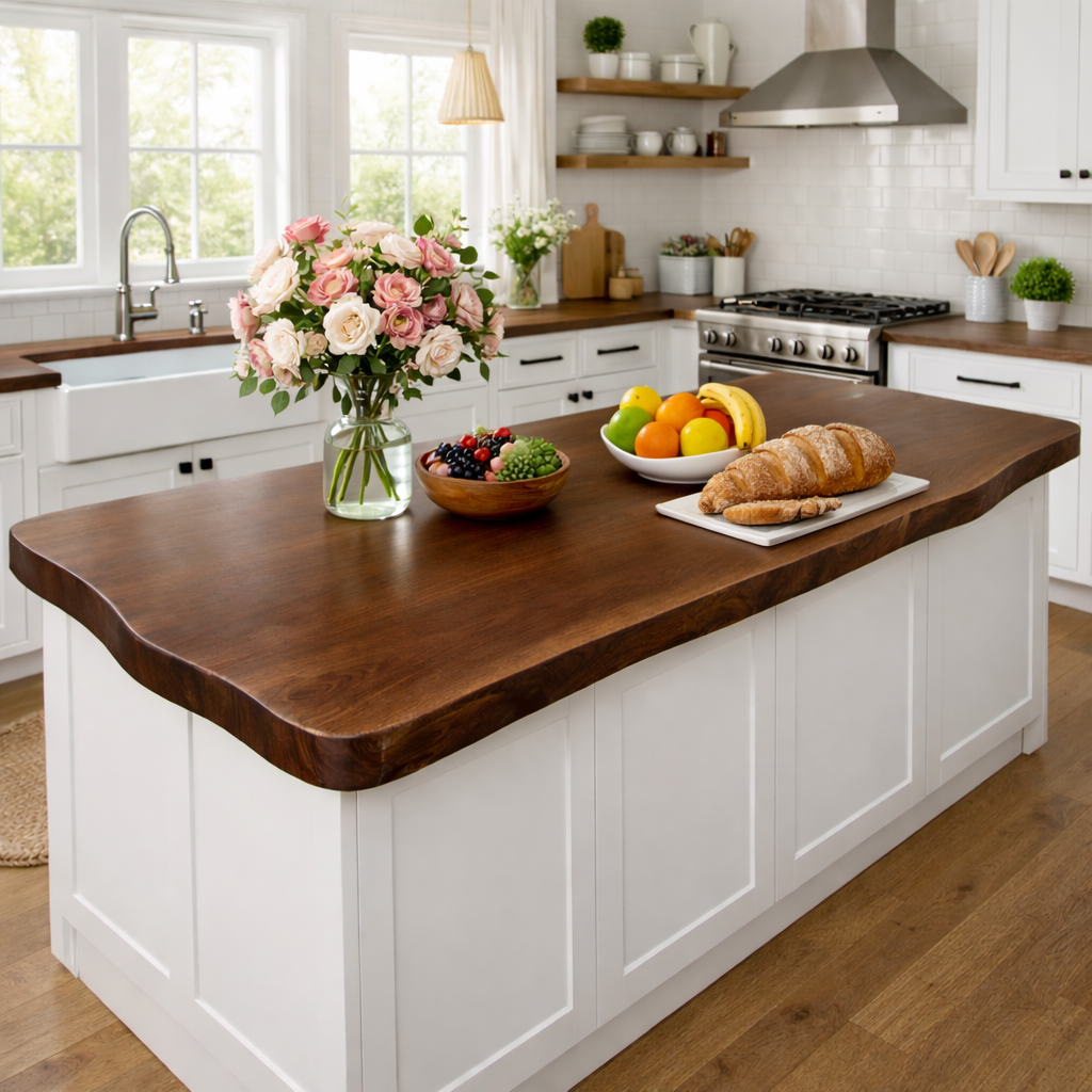 Solid Wood Kitchen Countertop – Thick Island Top for Farmhouse Kitchen Kitchnce