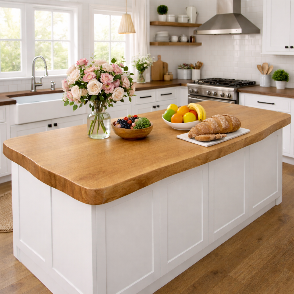 Solid Wood Kitchen Countertop – Thick Island Top for Farmhouse Kitchen Kitchnce
