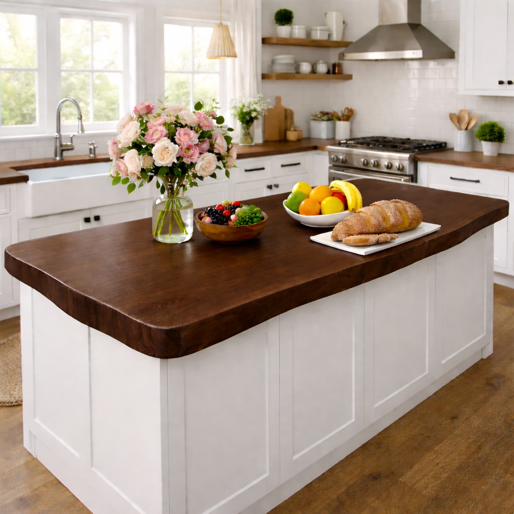 Solid Wood Kitchen Countertop – Thick Island Top for Farmhouse Kitchen Kitchnce