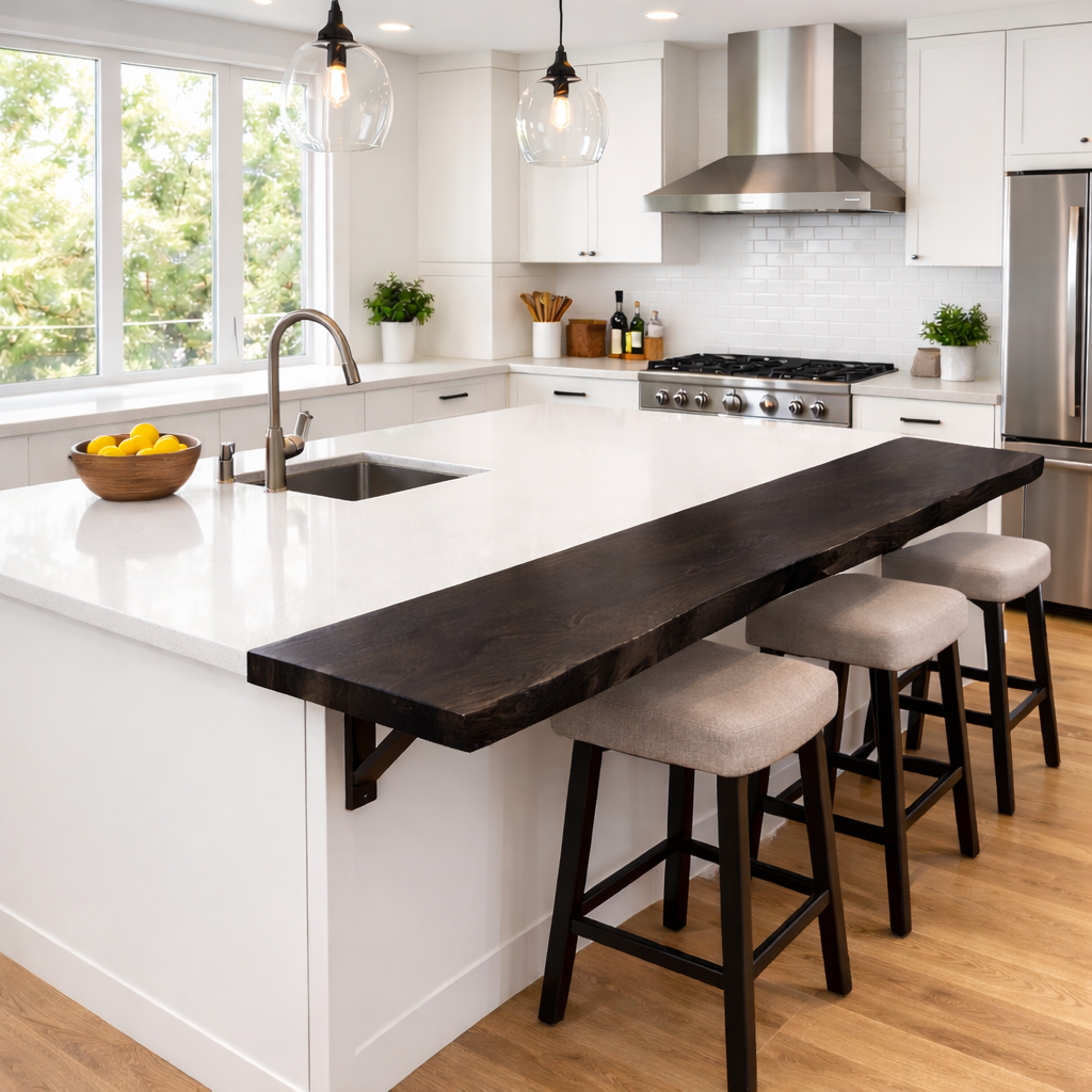 Solid Wood Kitchen Countertop Overhang – Live Edge Bar Top for Kitchen Island Kitchnce