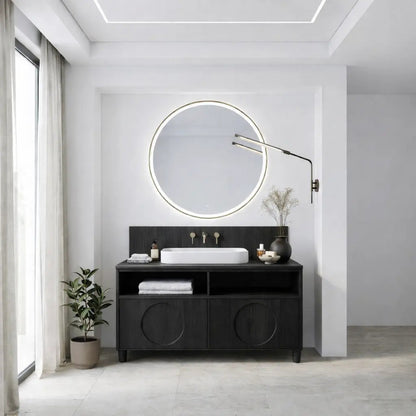 Handcrafted Circular Detail Vanity - Solid Wood Freestanding Modern Bathroom Cabinet Kitchnce