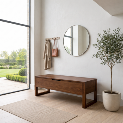 Solid Wood Storage Bench with Lift Top – Minimalist Entryway Storage Bench
