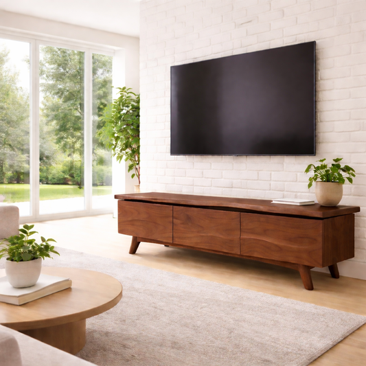 Solid Wood TV Stand with Modern Design and Storage Kitchnce