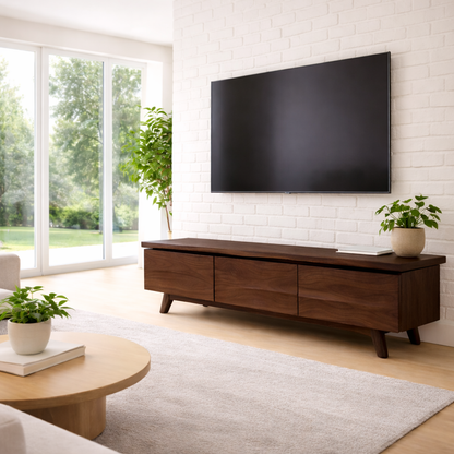 Solid Wood TV Stand with Modern Design and Storage Kitchnce