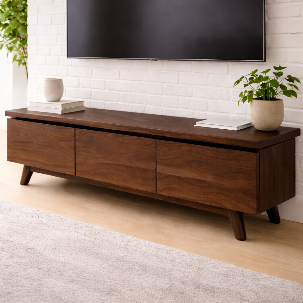 Solid Wood TV Stand with Modern Design and Storage Kitchnce