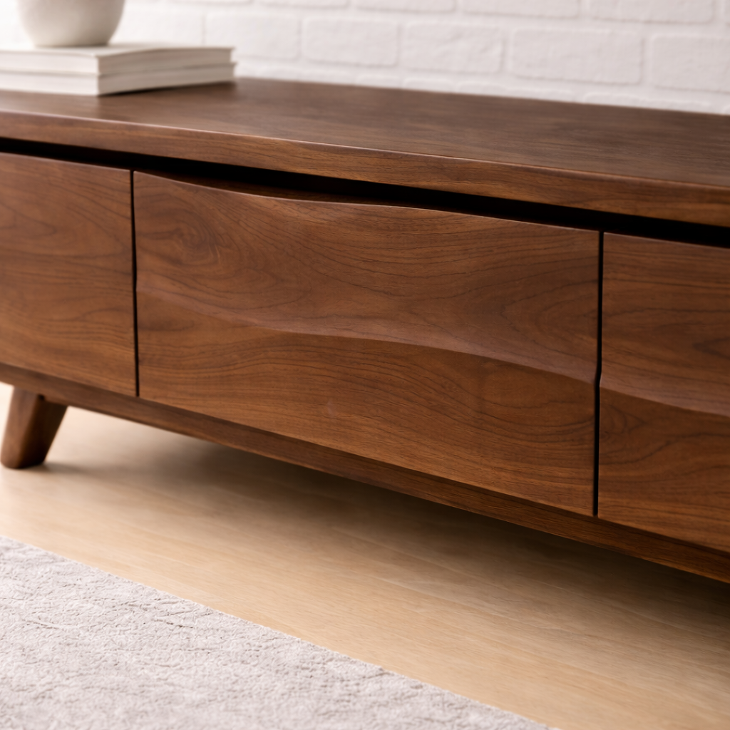 Solid Wood TV Stand with Modern Design and Storage Kitchnce