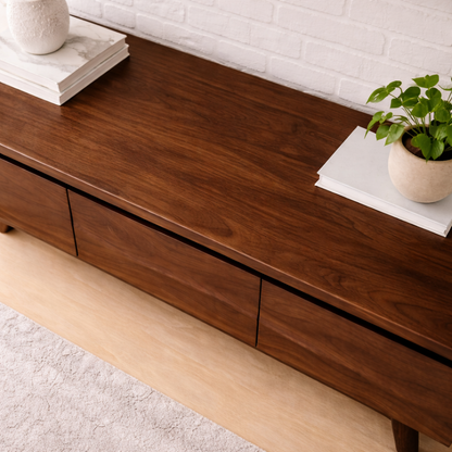 Solid Wood TV Stand with Modern Design and Storage Kitchnce