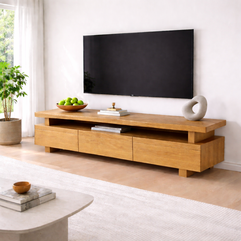 Solid Wood TV Stand with Storage and Modern Design Kitchnce