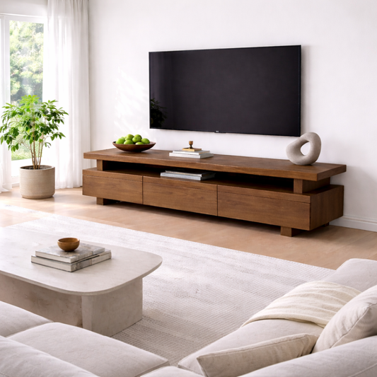 Solid Wood TV Stand with Storage and Modern Design Kitchnce