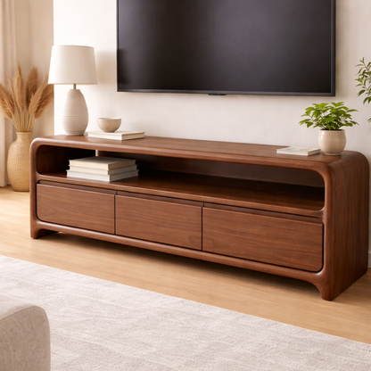 Solid Wood TV Stand with Sleek Design and Storage Drawers Kitchnce