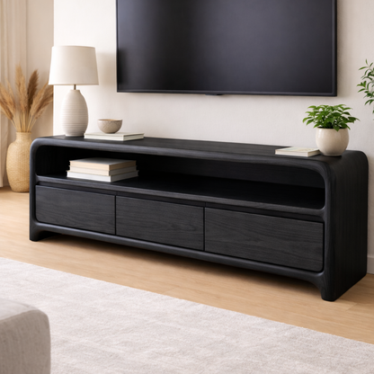 Solid Wood TV Stand with Sleek Design and Storage Drawers Kitchnce