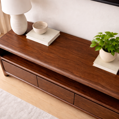 Solid Wood TV Stand with Sleek Design and Storage Drawers Kitchnce