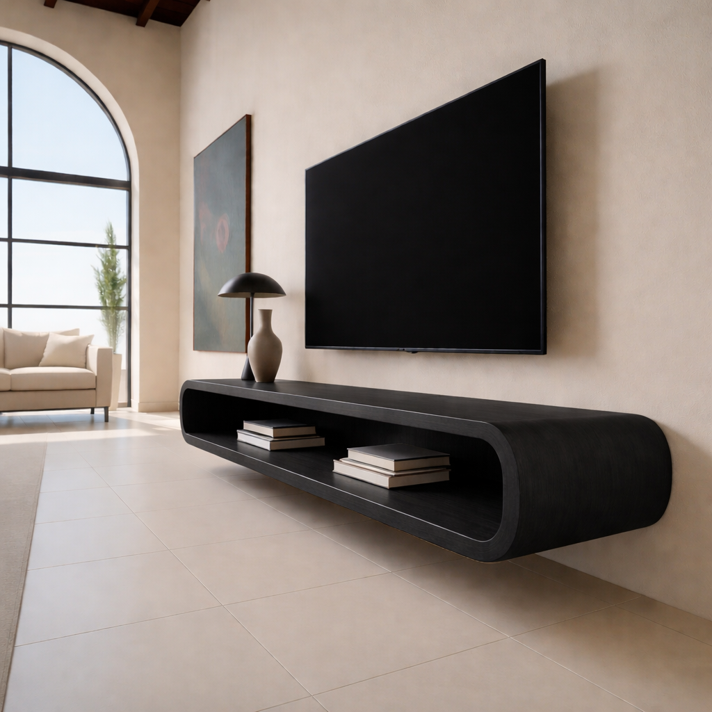 Modern Floating TV Stand Solid Wood – Sleek & Minimalist Design Kitchnce